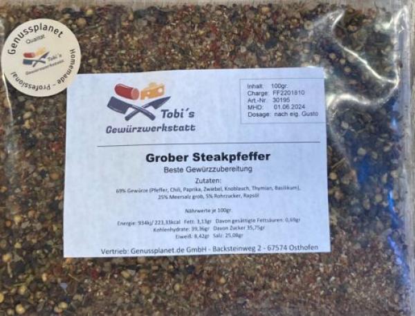 Grober Steakpfeffer mit Meersalz Gewürzmischung ab 200gr. bis 1 Kg (EV)